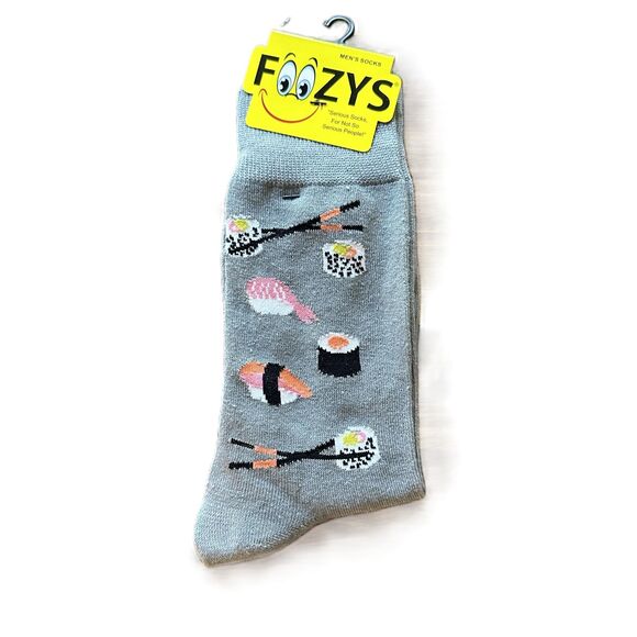Foozys Gray Sushi Pattern Comfortable Men's Socks One Size New - Picture 1 of 2